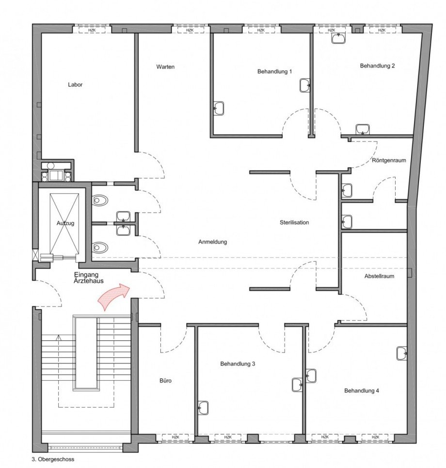 Grundriss 3.OG B�ro / Praxis Solingen / H�hscheid